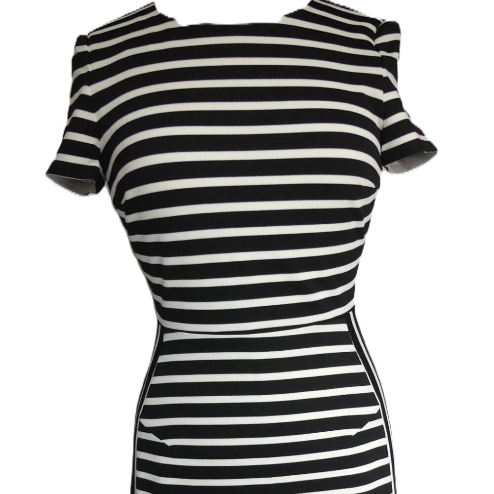 Strenesse Black and White Striped Pencil Dress USA Size 4